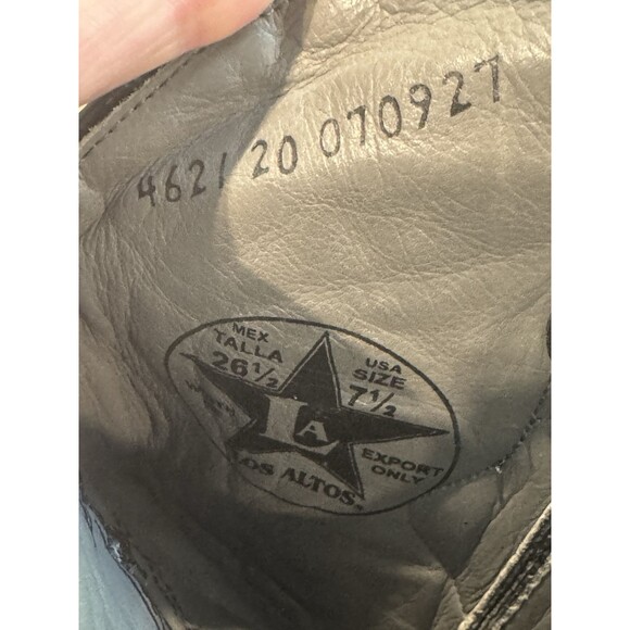 Los Altos Genuine Lizard Teju Cowboy Boots Men’s Sz 7.5 Black Pull On Snip Toe - Picture 7 of 16